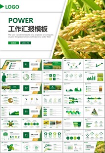 水稻农田农业种植大米PPT模板