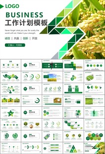 水稻农田农业种植大米PPT模板