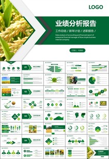 水稻农田农业种植大米PPT模板