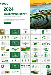 水稻农田农业种植大米PPT模板