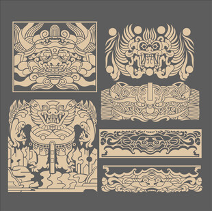 上古神兽传统中式古典花纹图案集