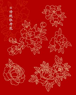 牡丹花线稿 能调粗细