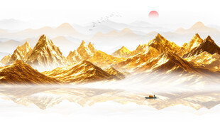 金箔山水画素材-金箔山水画图片-金箔山水画设计模板-昵图网