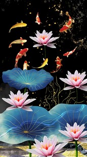 九鱼莲花图