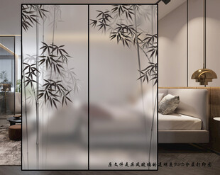 高清分层透明底水墨竹子打印图