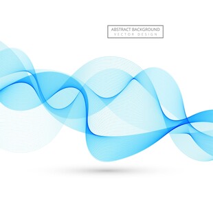 蓝色动感波浪线条矢量背景