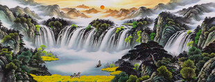 山水风景画背景墙