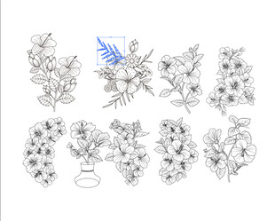 花卉植物线稿图案设计素材