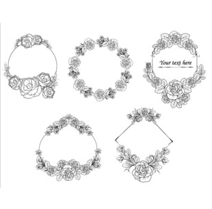手绘花卉装饰边框图案