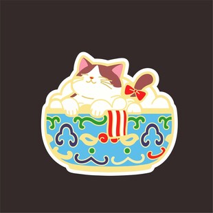 故宫猫咪卡通插画