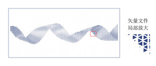 蓝色波浪形丝带装饰图