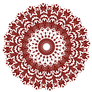 红色曼陀罗花纹饰图案