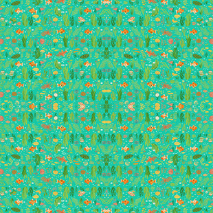 清新绿底多彩碎花图案