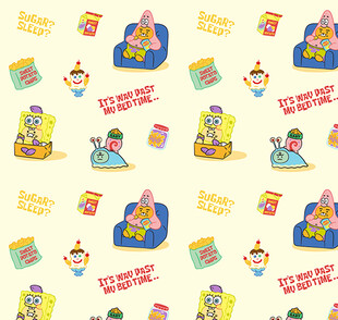 卡通美食图案无缝背景图