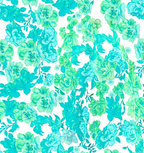 蓝绿花卉图案纹理背景