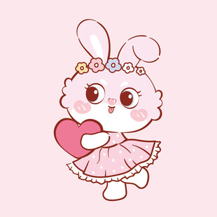 可爱小兔捧心
