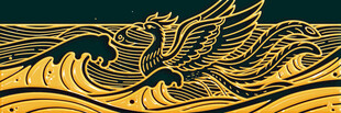 金色凤凰与海浪纹饰