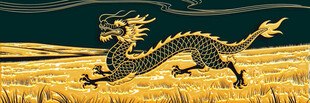 金色田野上的奔腾祥龙