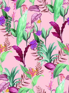 粉色背景花卉植物图案