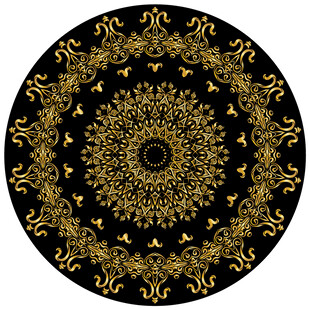 黑金圆形华丽花纹图案