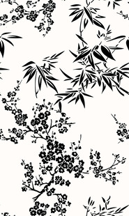 水墨风竹梅图案