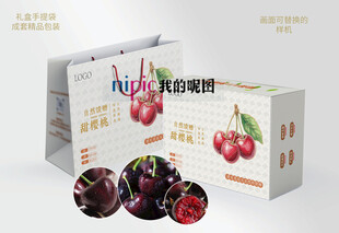 樱桃手提袋及包装高档礼盒效果图