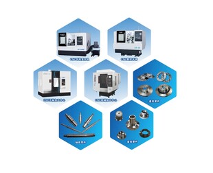 CNC 科技元素六边形图标集合