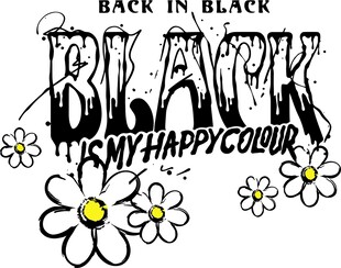 复古风黑白花朵装饰文字