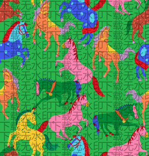 多彩梦幻马群图案背景