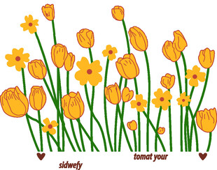 黄色花卉植物插画展示