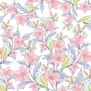 粉色花卉图案背景数码印花