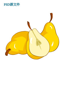新鲜黄梨扁平插画