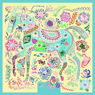 梦幻多彩手绘风装饰马图案