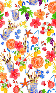 多彩手绘花卉图案背景