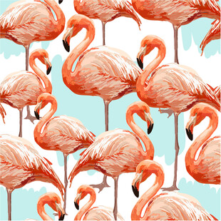 火烈鸟图案背景图数码印花