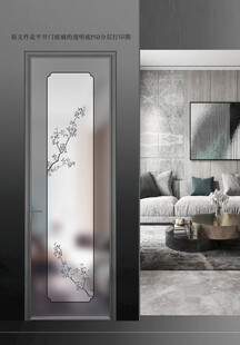 高清分层透明底平开门玻璃打印图