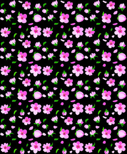 粉色小花黑色背景图案