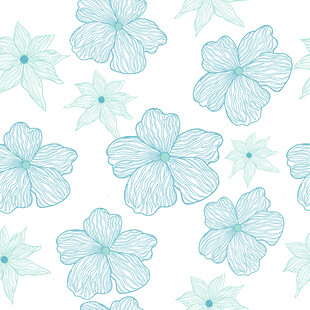 浅蓝色花卉图案背景无缝数码印花