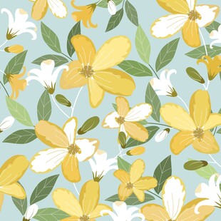 清新花卉图案背景图无缝数码印花