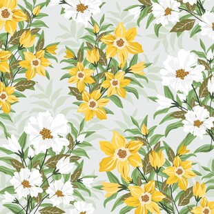 清新花卉图案碎花数码印花