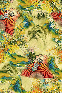 中式花鸟织锦图案