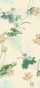 中式荷花荷叶古风底纹图案