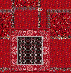 红色花纹精美几何图案布料