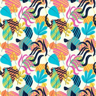 几何线条热带花