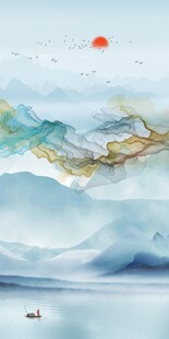 抽象意境山水画