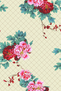 复古花卉图案锦缎纹理