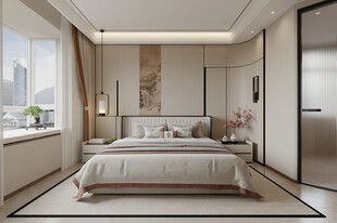 新中式卧室效果图