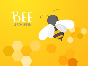 可爱蜜蜂与六边形背景
