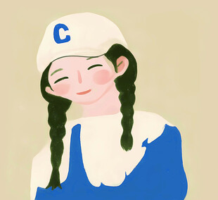 戴帽辫发女孩的可爱模样