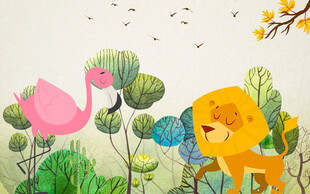 卡通儿童房狮子背景